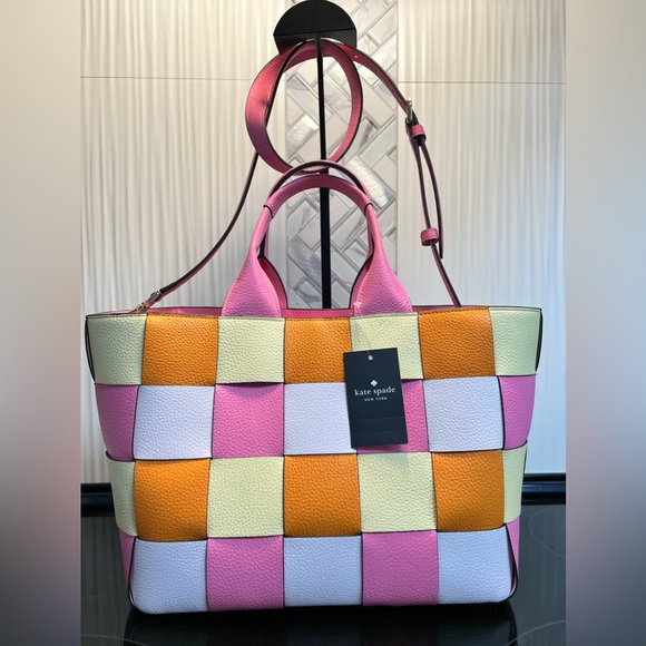 NEW Kate Spade Basket Woven Leather Tote with Dust Bag - Picture 10 of 16